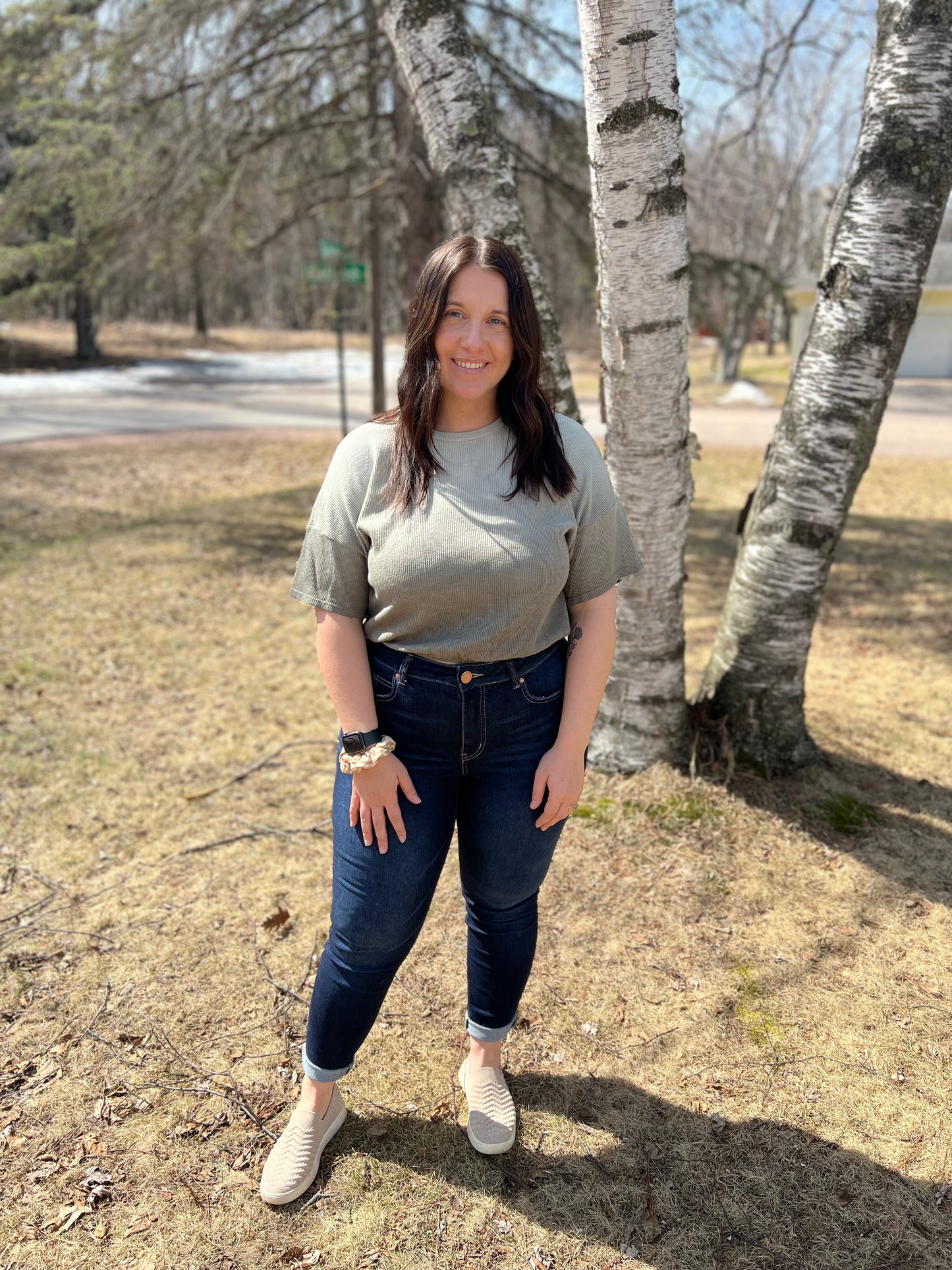Short Sleeve Ombré Bubble Crop Top