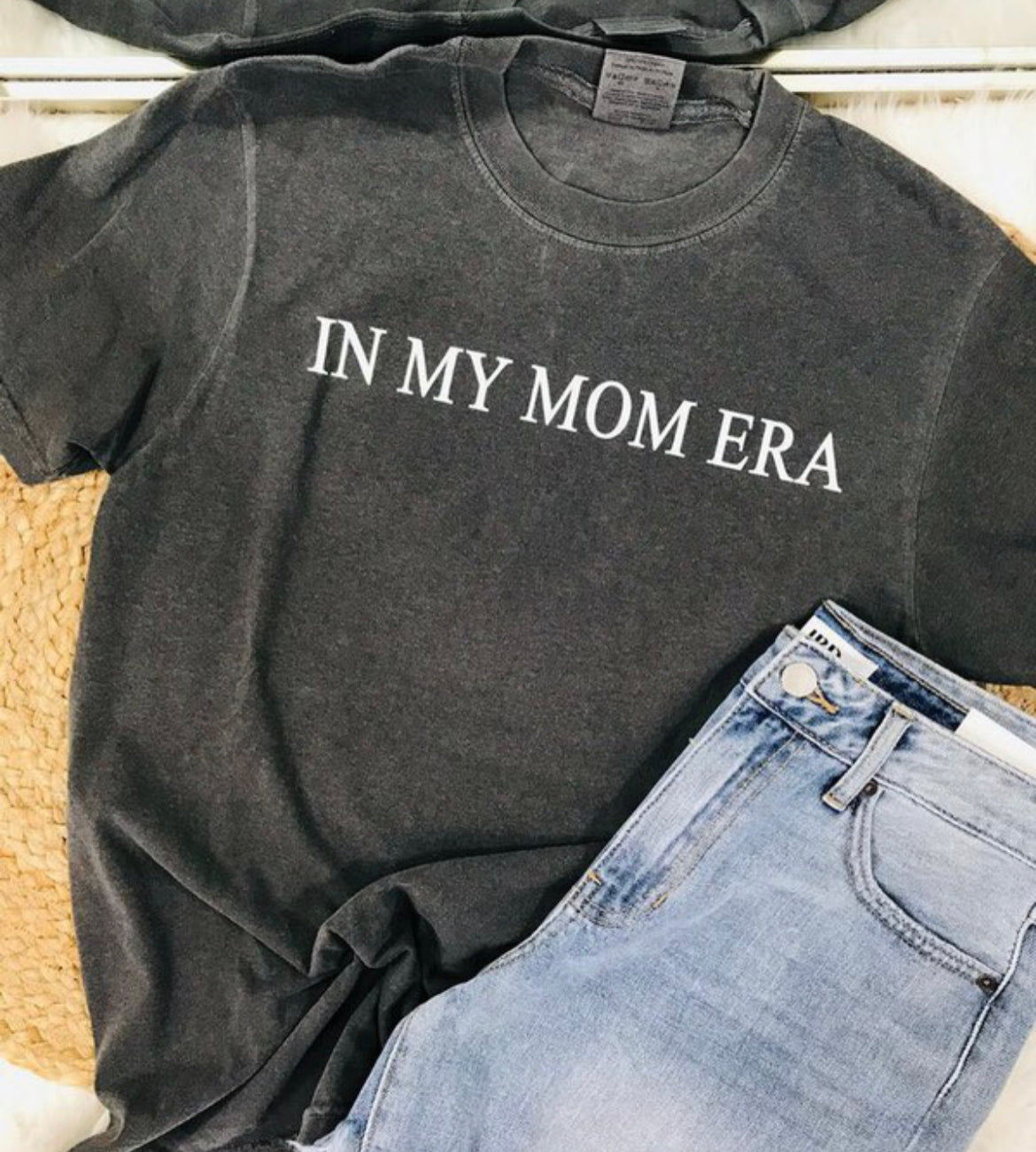 In my Mom Era Grey Graphic Tee