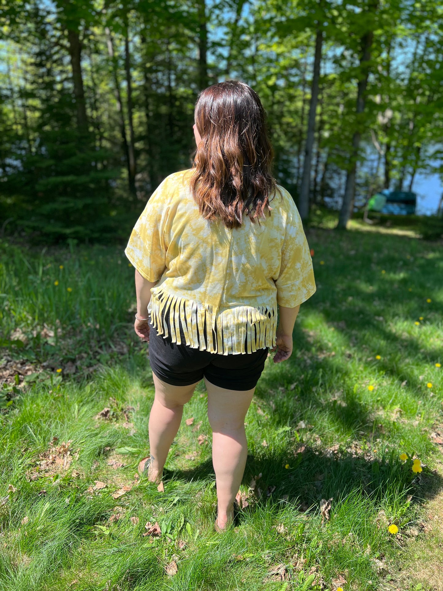 Tie Dye Yellow Fringe Top