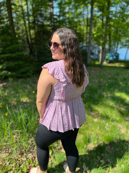 Petal Print Pink Babydoll Blouse