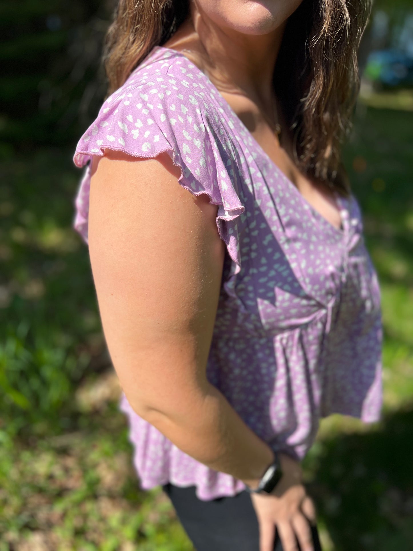 Petal Print Pink Babydoll Blouse