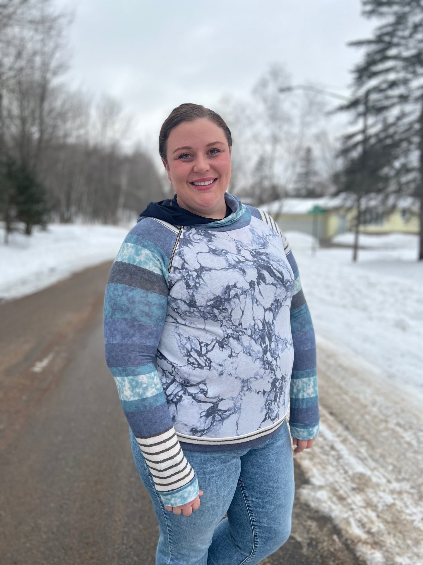 Navy Blue Marble Sweatshirt