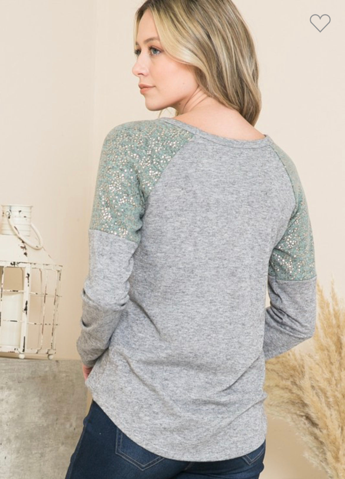 Grey Sparkle Contrast Pullover