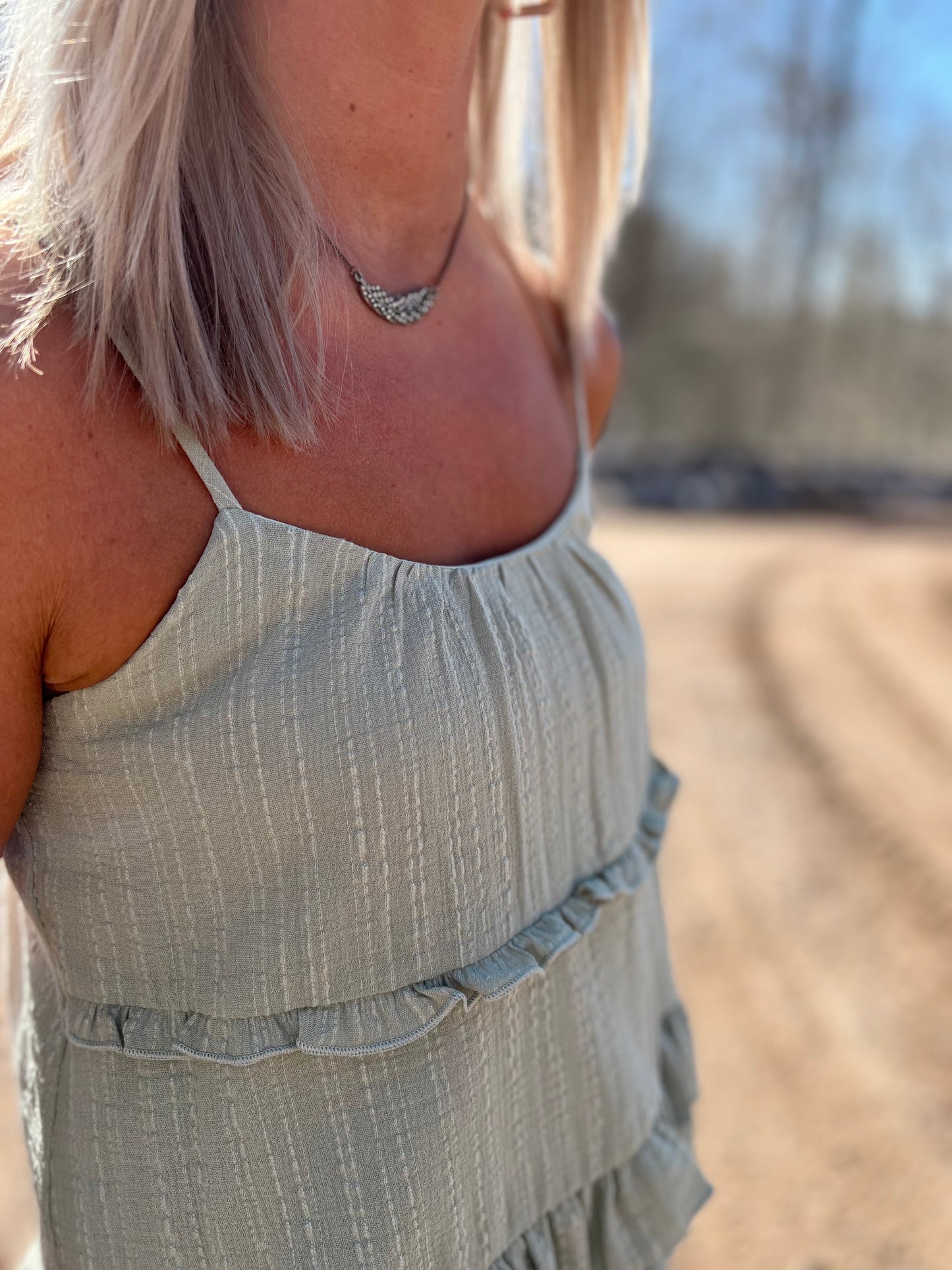 Sage Green Ruffled Tank