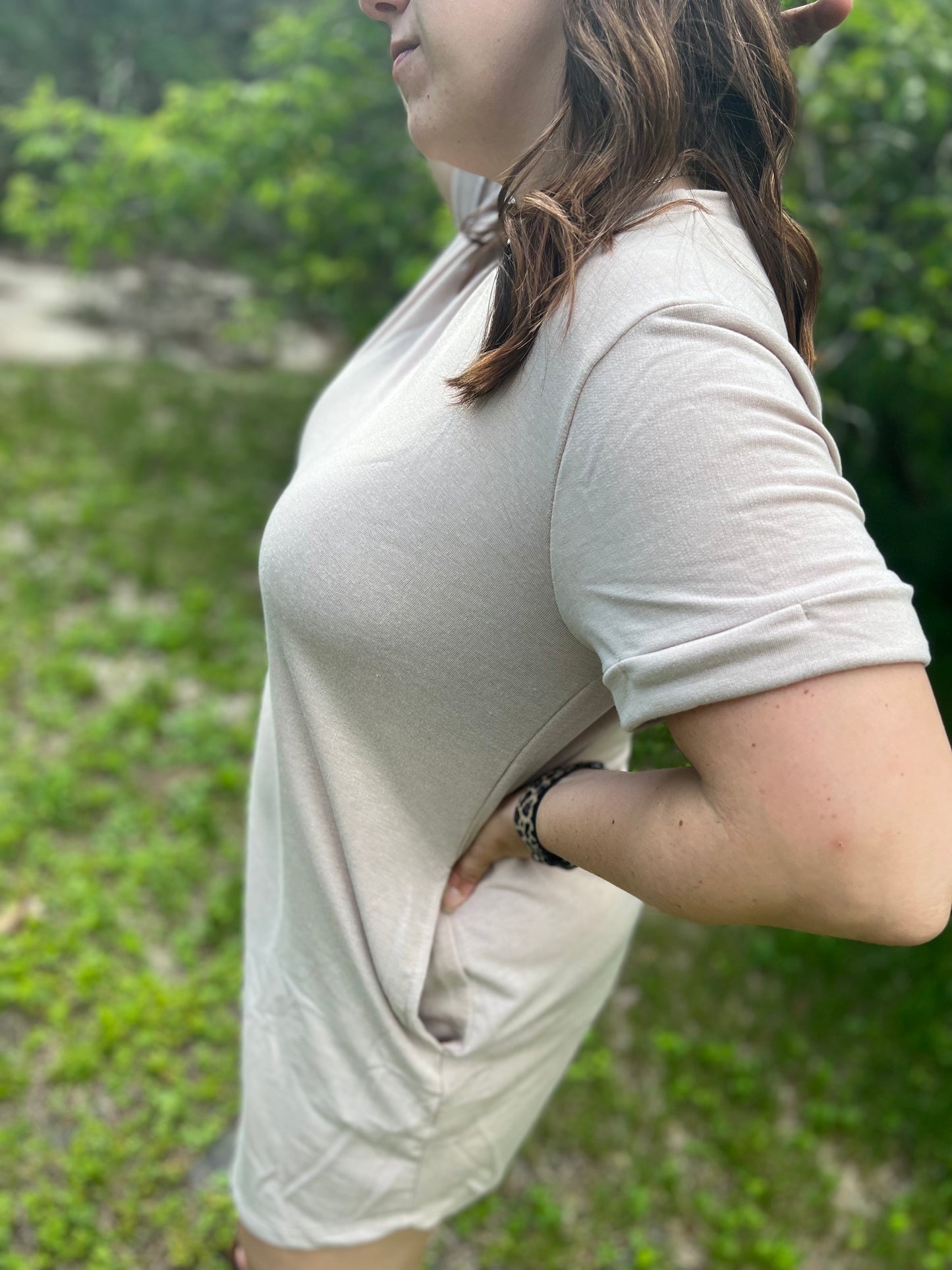 Light Brown Taupe T-Shirt Dress