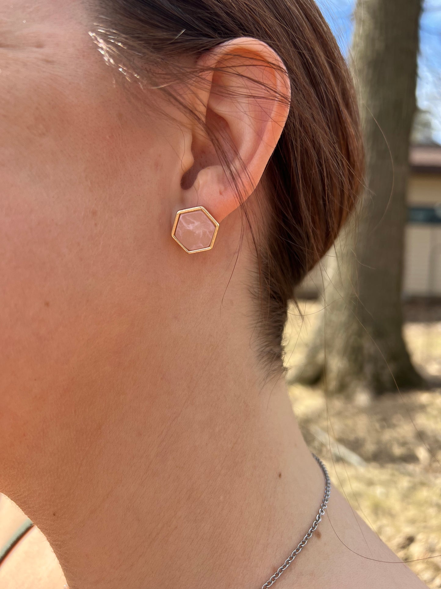 Hexagon Stone Studs