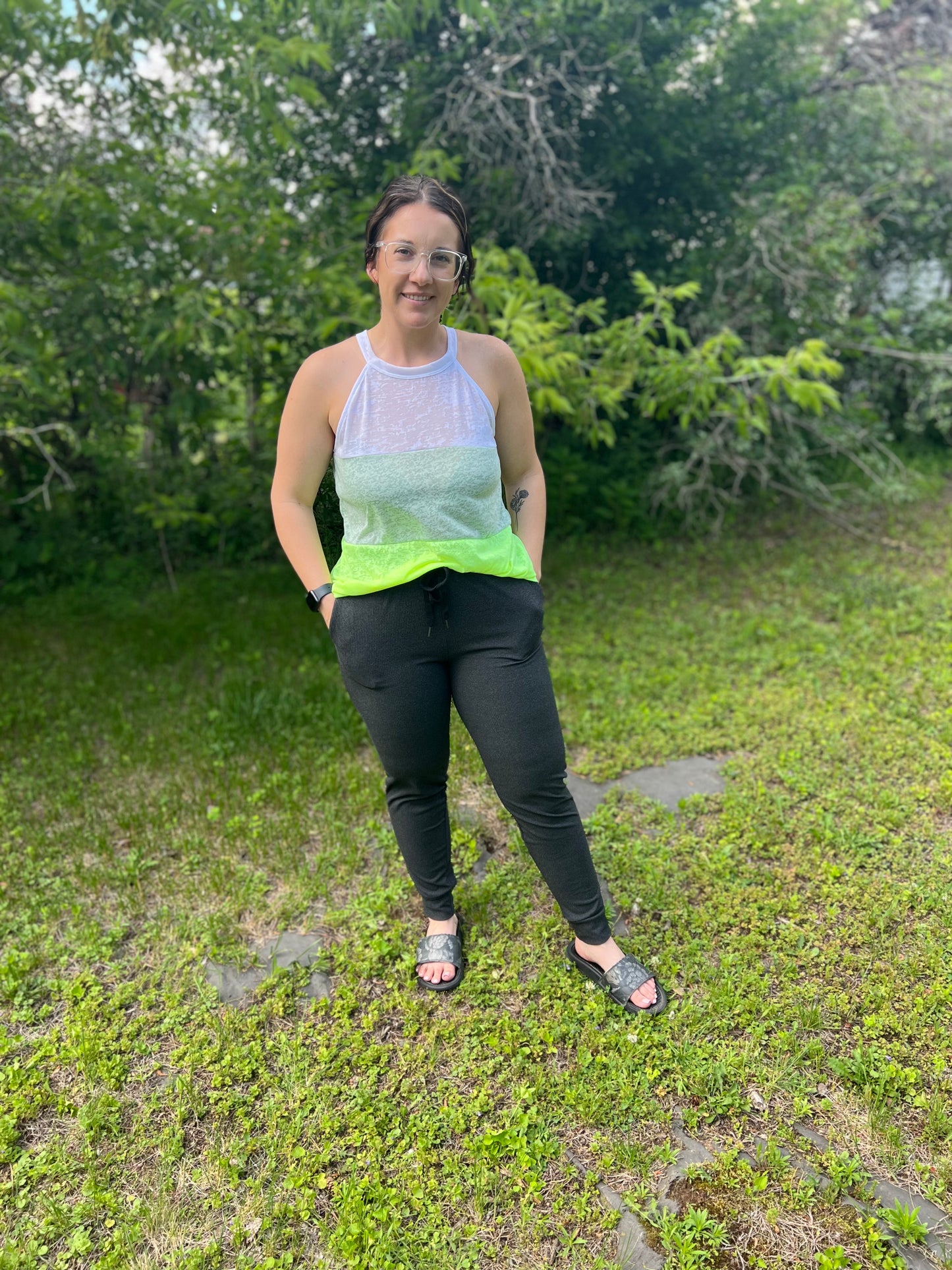 Sage/Neon Green Tank Top