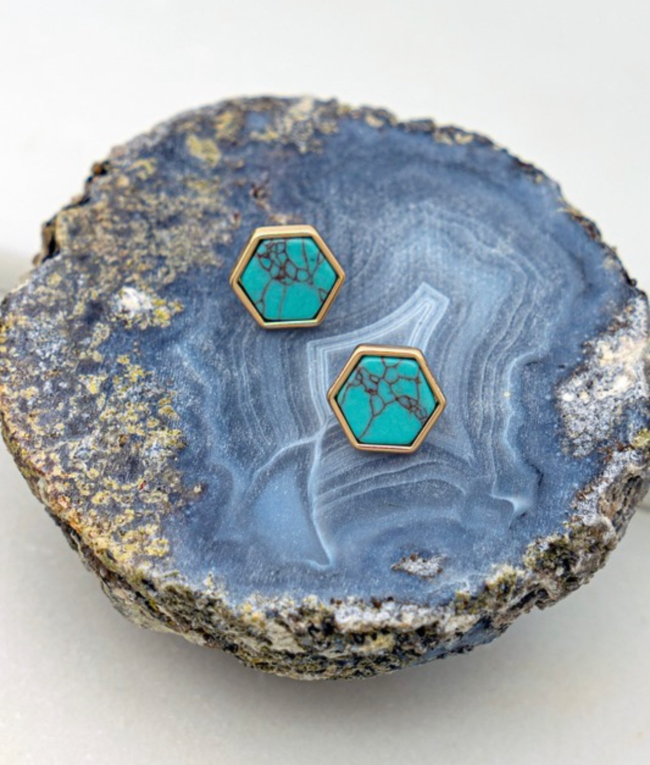 Hexagon Stone Studs