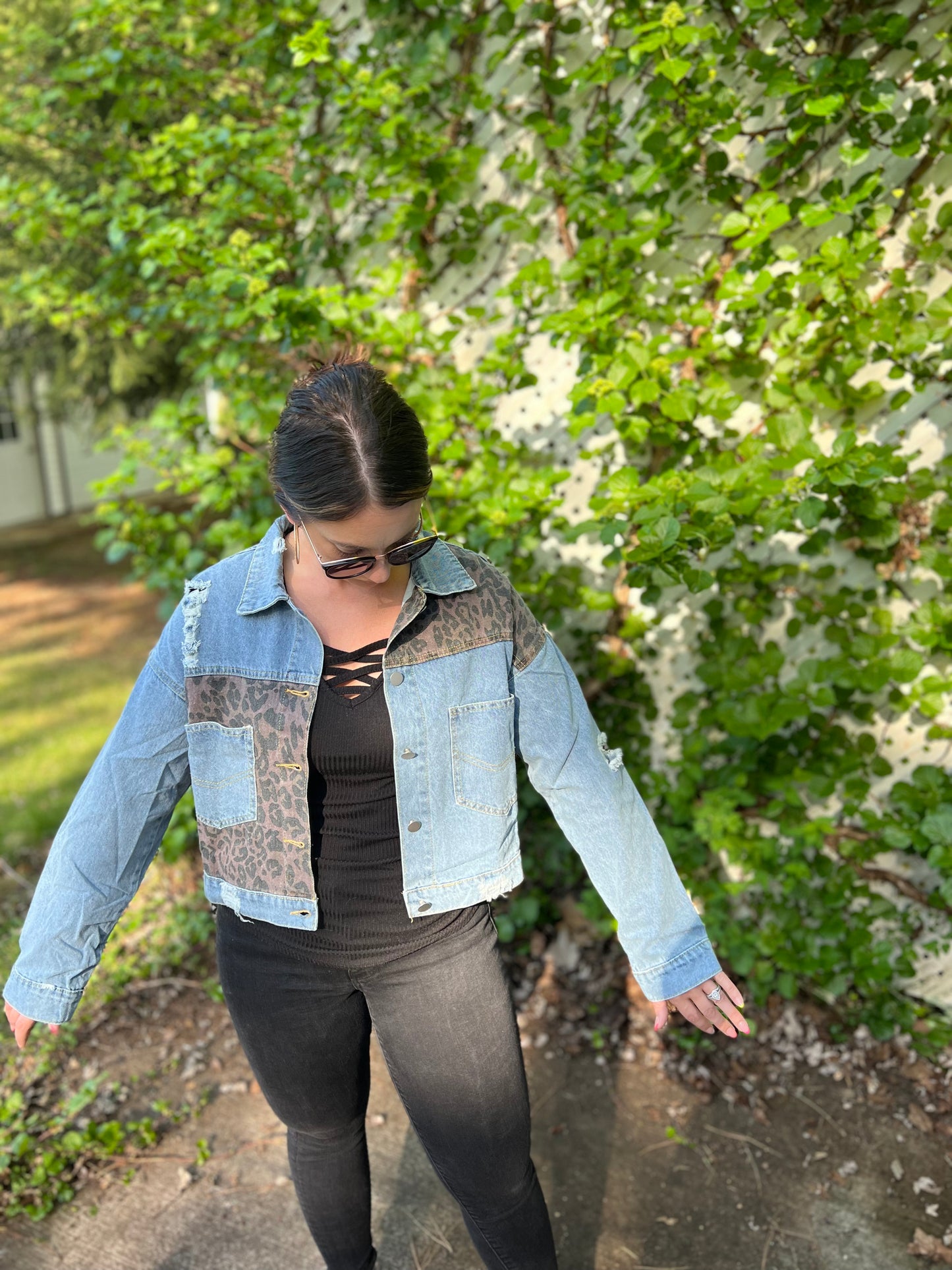 Leopard Print Denim Jacket