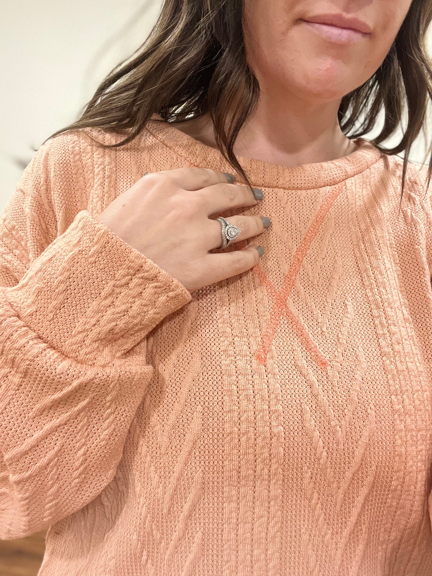 Rose Knit Drop Shoulder Sweater