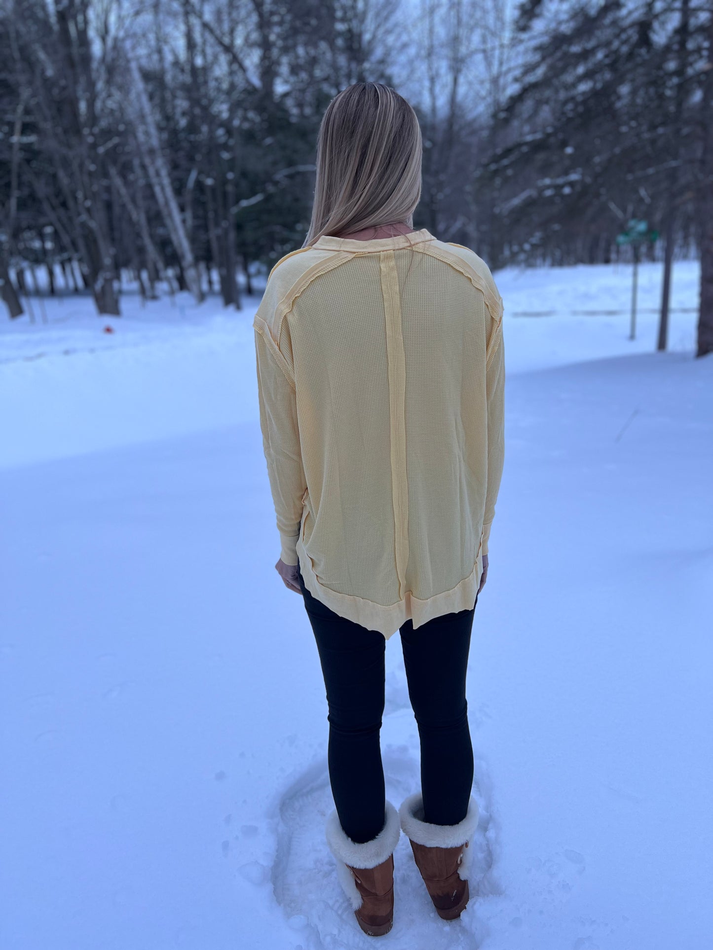 Yellow Thermal Ribbed Top