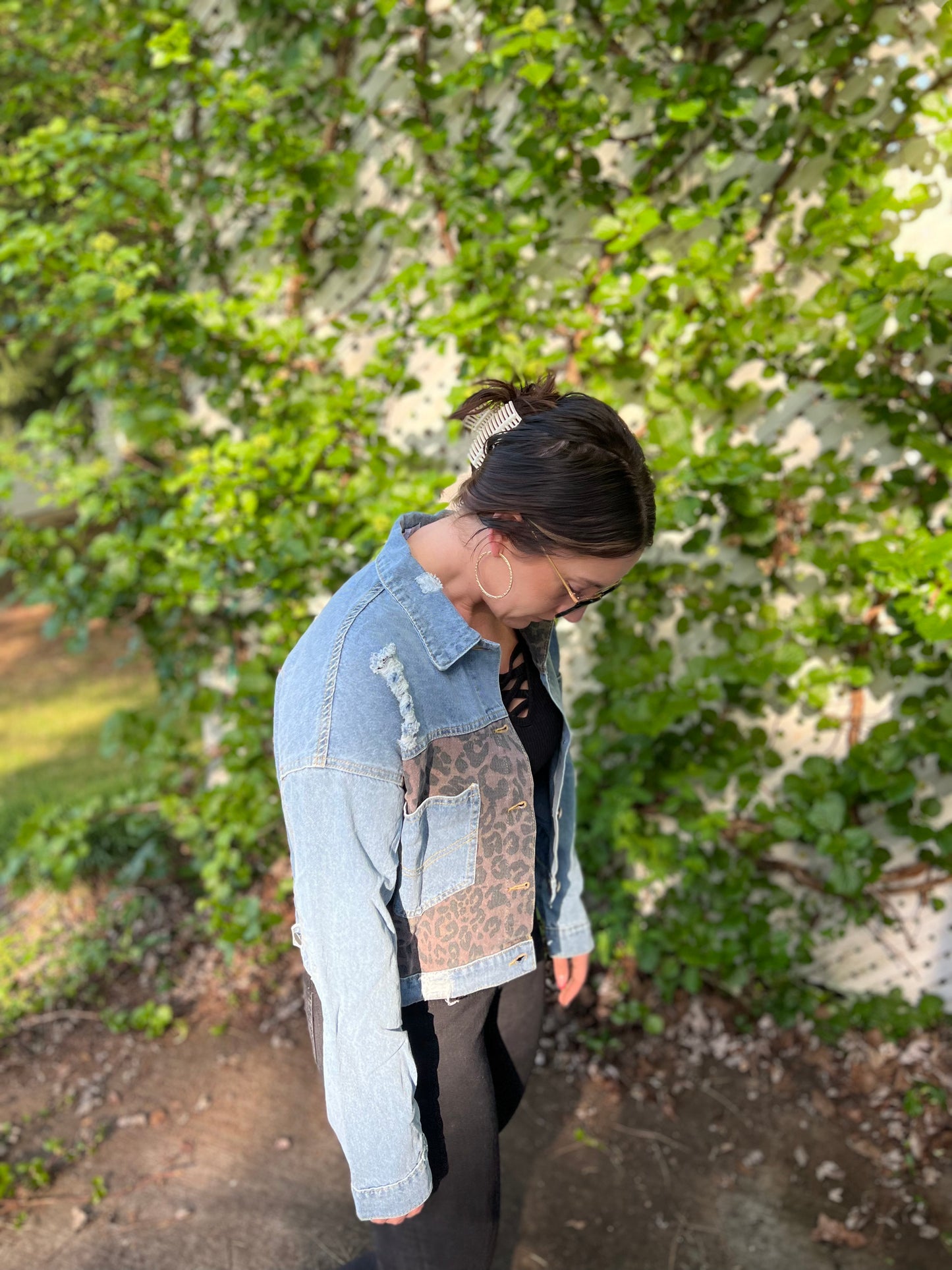 Leopard Print Denim Jacket