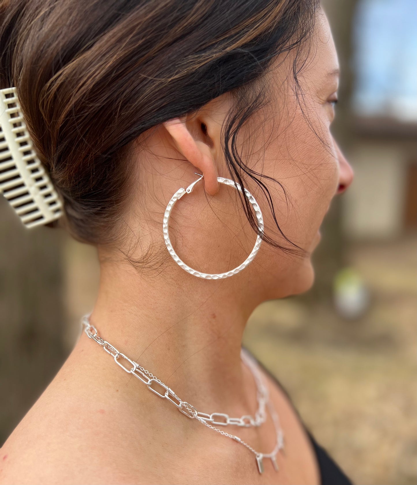 Hammered Hoop Earrings