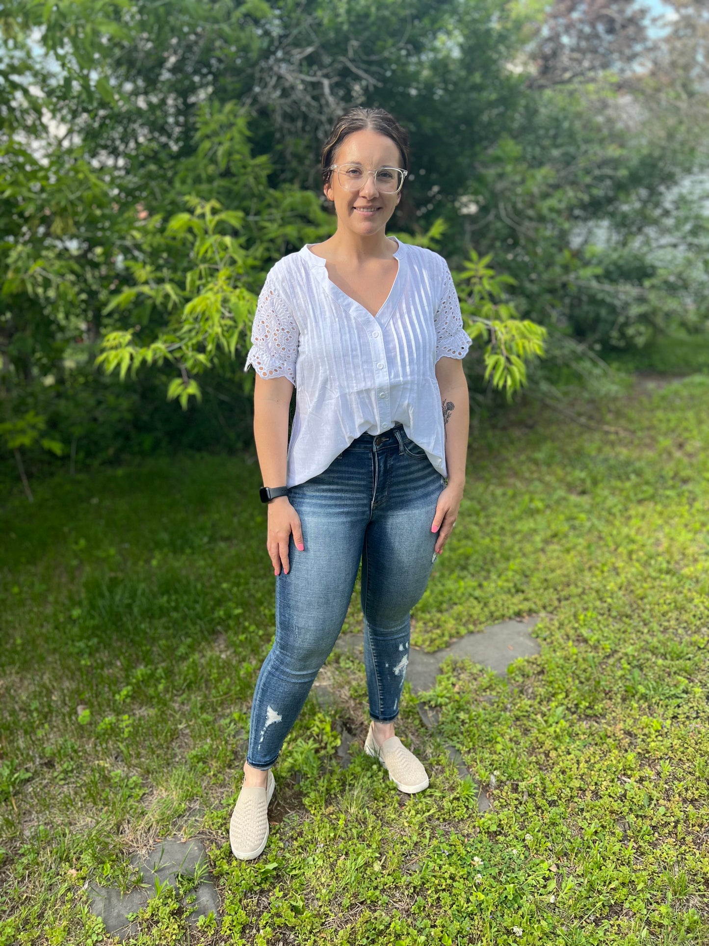 White Button-up Top