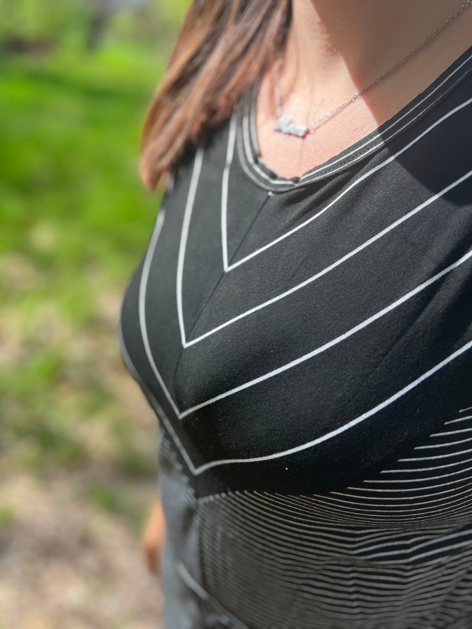 Black and white striped tank and shorts romper