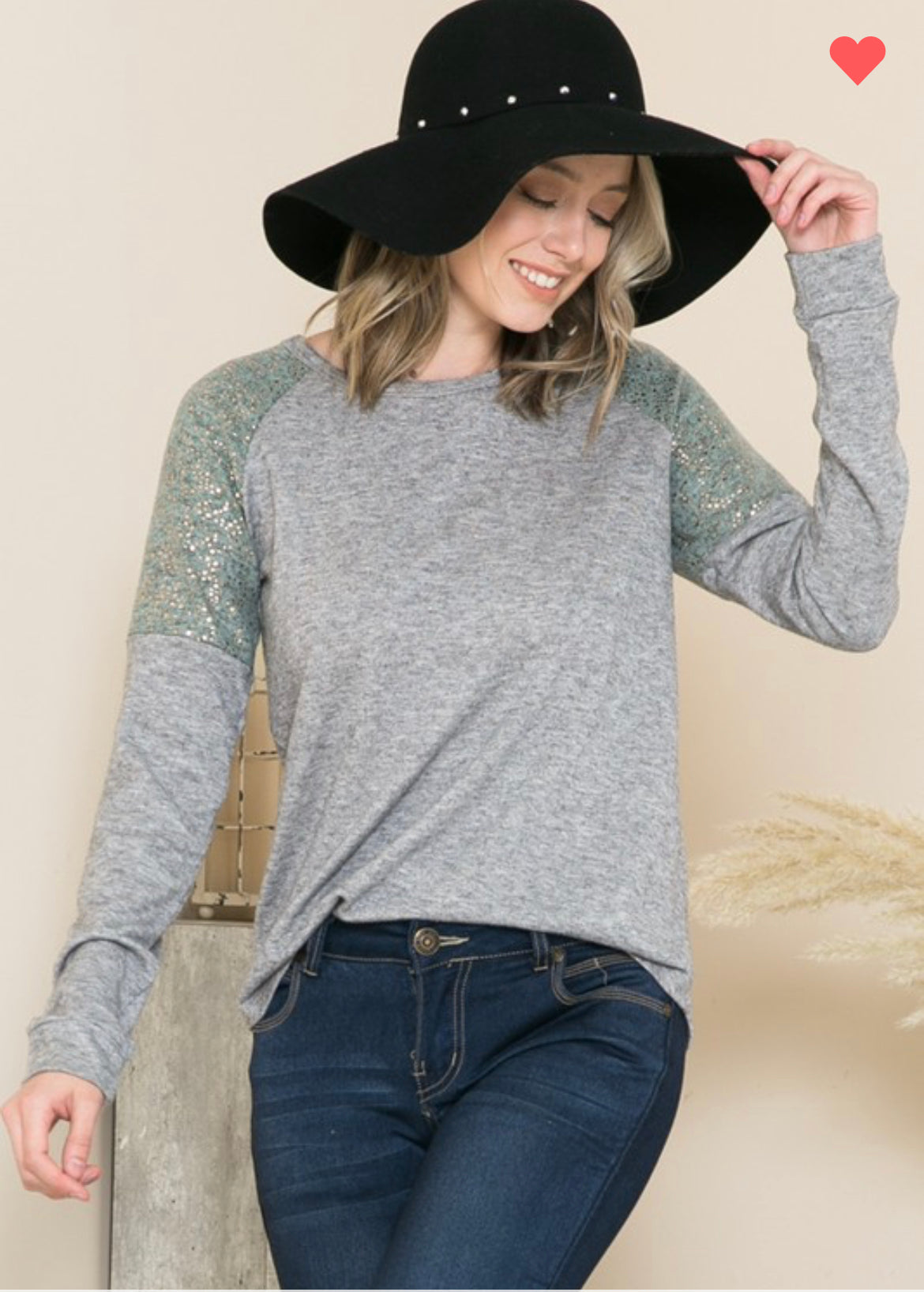 Grey Sparkle Contrast Pullover