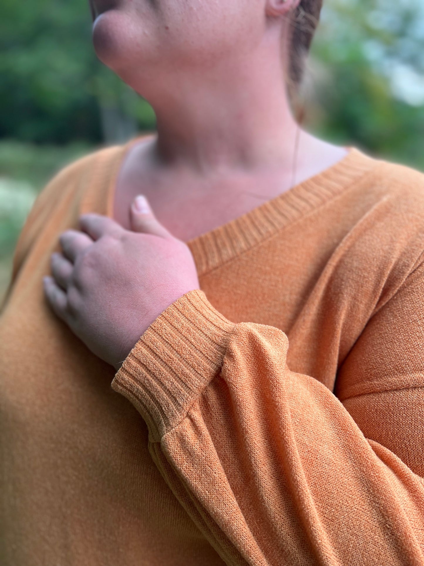 Plus Sized Orange V-neck Tunic