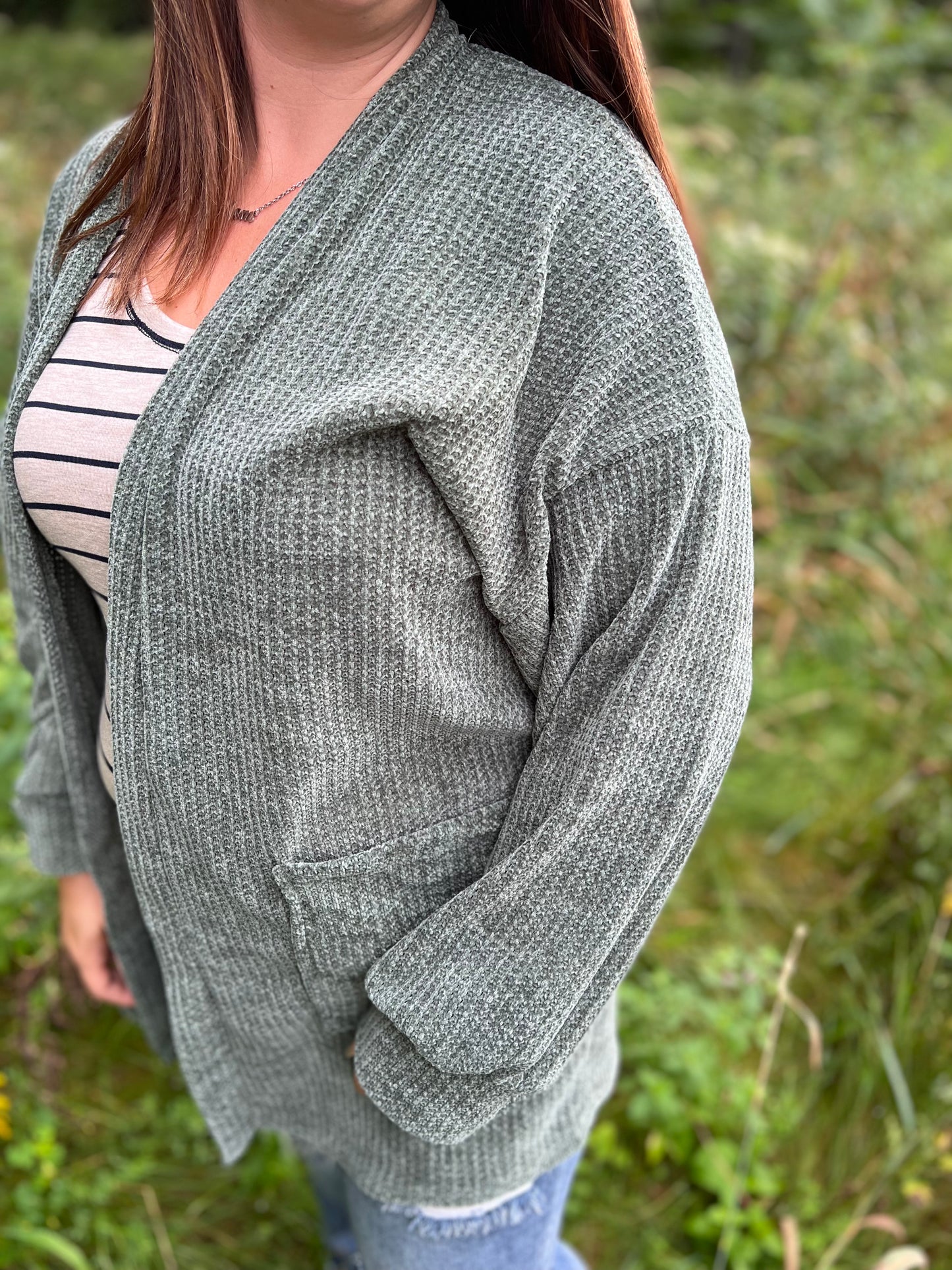 Olive Green Oversized Knit Cardigan