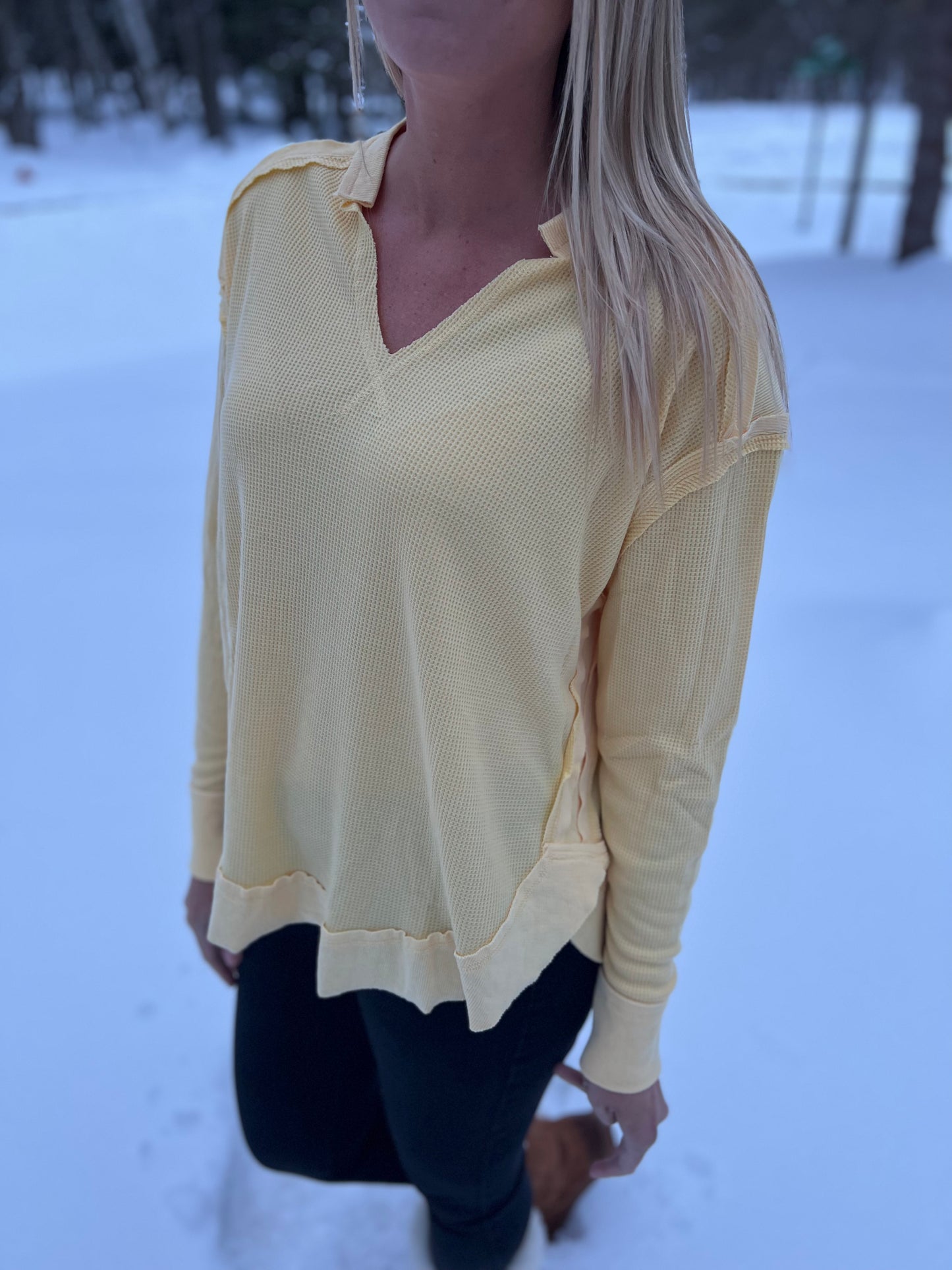 Yellow Thermal Ribbed Top