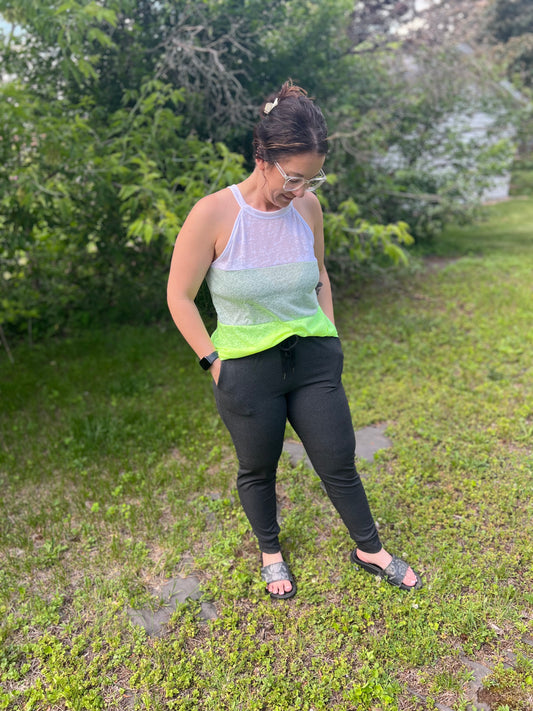 Sage/Neon Green Tank Top