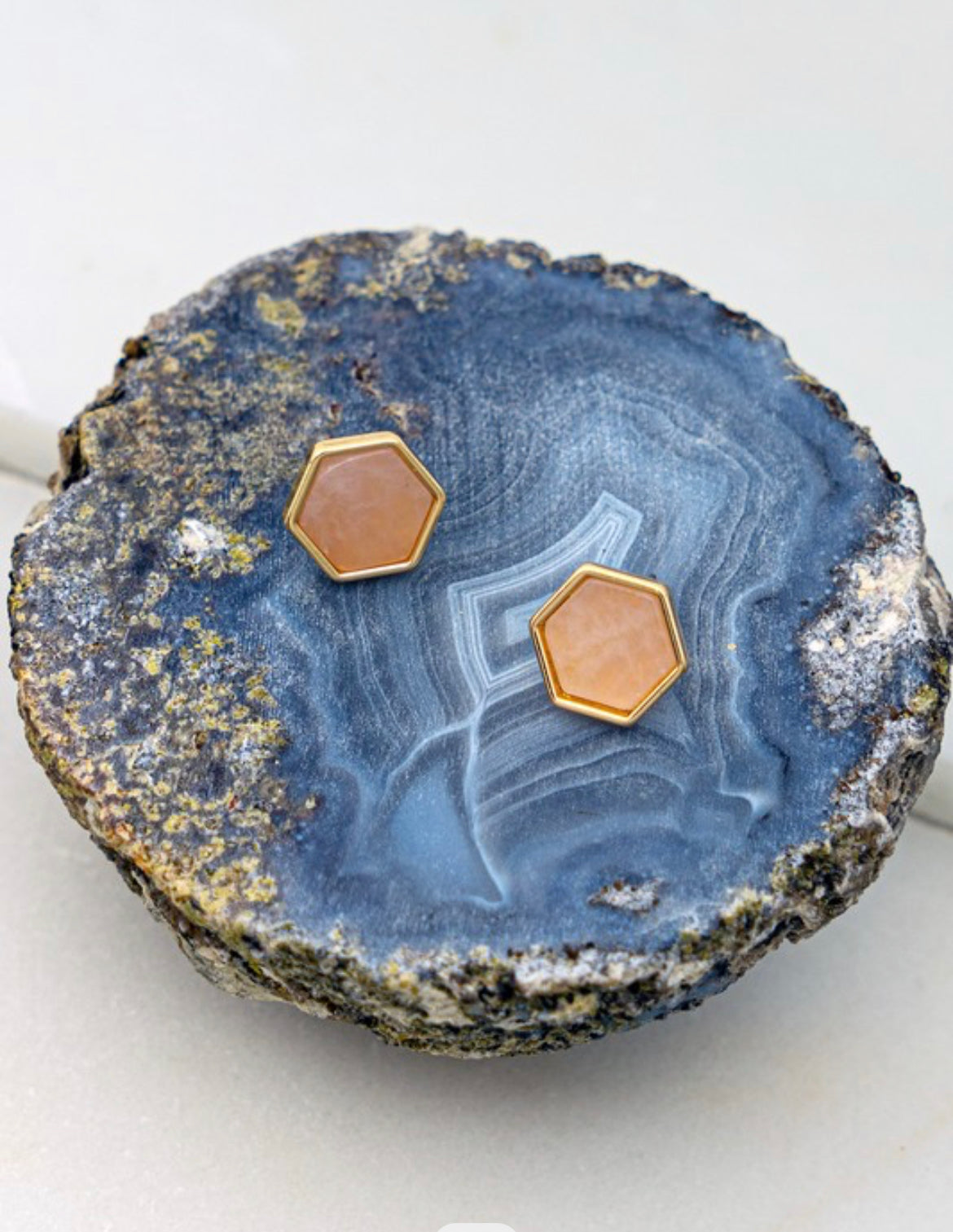 Hexagon Stone Studs